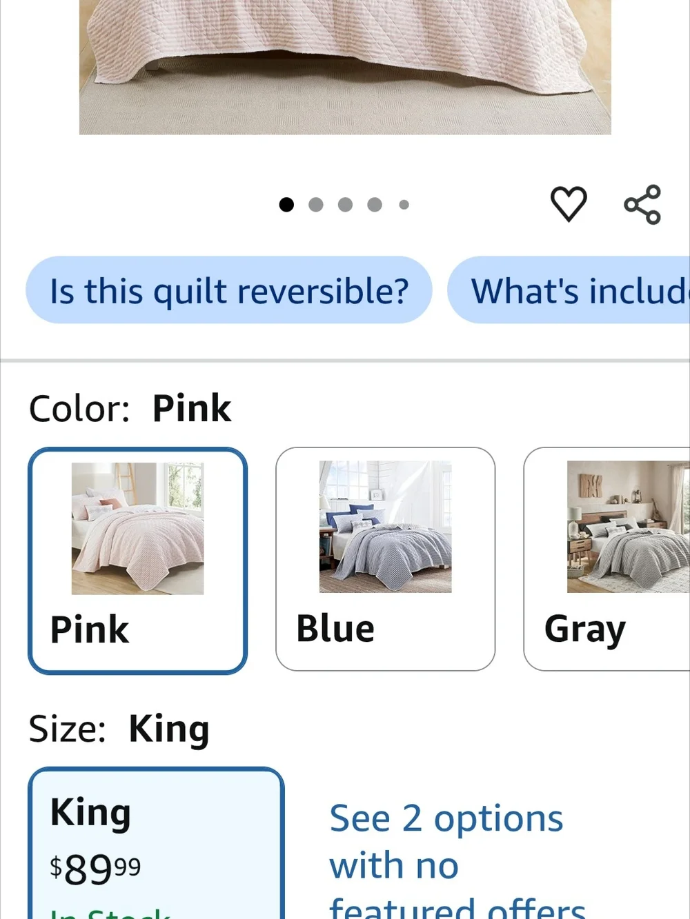 King Size Blush Pink Quilted Bedspread 3 Pcs New
